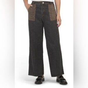 Le Lis Black and Brown Flare Jeans M